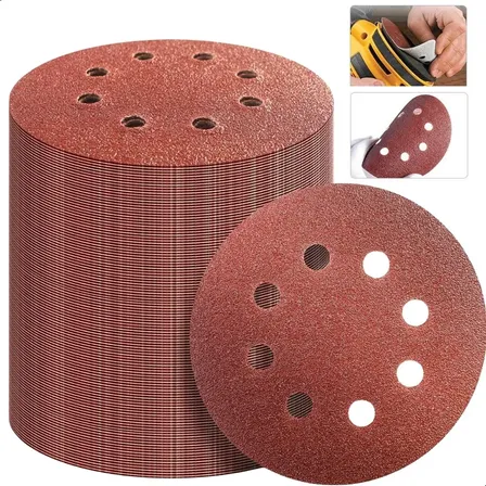 100 Discos Lixa 8 Furos 125mm 5 Pol Lixadeira Roto Orbital