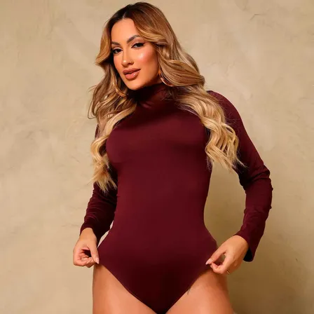 Body Feminino Cacharel Manga Longa Suplex Inverno Frio Luxo