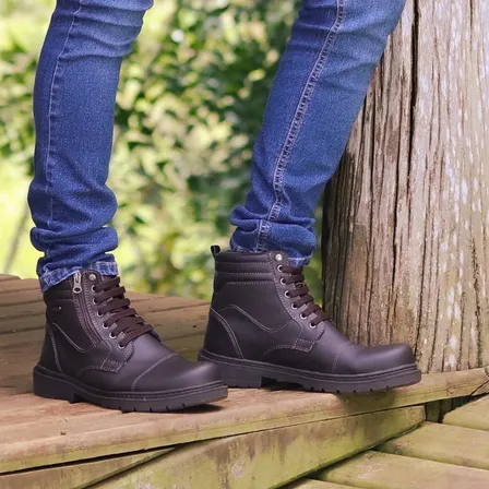 Coturno Bota Casual Masculino Zíper Lateral Antiderrapante
