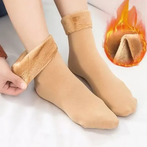 12 Pares Meia De Lã Forrada Peluciada Térmica Inverno Quente