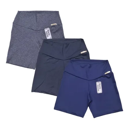 Kit 3 Bermudas Femininas Suplex Academia Cós Alto P Ao Gg