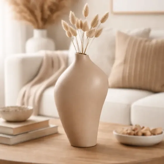 Vaso Decorativo Siena 1 Cerâmica Premium 41cm Moderno Sala