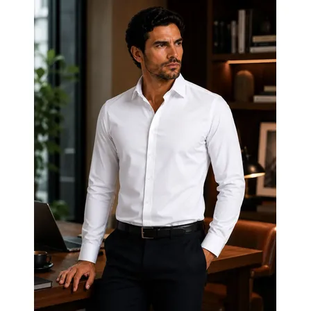 Camisa Social Masculina Tricoline Toque Macio Executivo