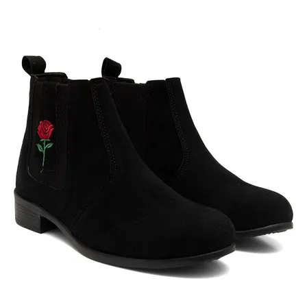 Botina Feminina Bota Chelsea Texana Cano Curto Bico Redondo
