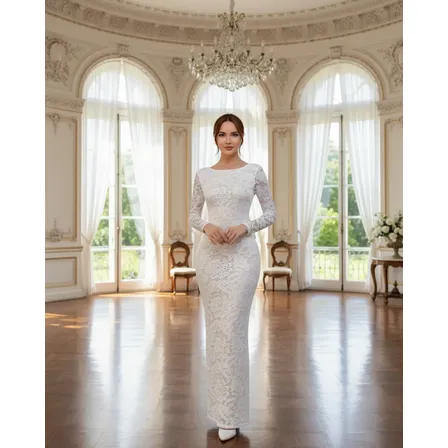 Vestido Casamento Civil Longo Renda Elegante Noiva Festa