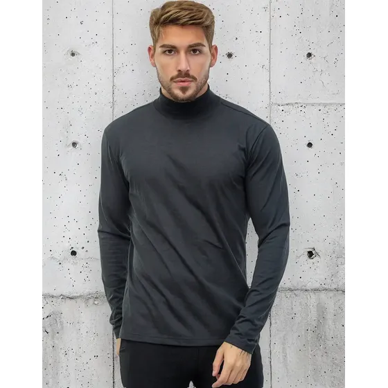 Camiseta Gola Alta Masculina Manga Longa Malha Eco Premium