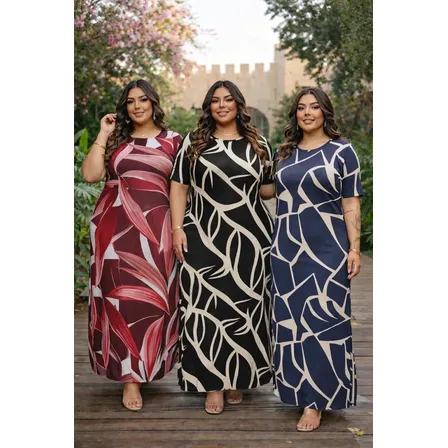 Kit 3 Vestidos Longos Moda Evangélica Plus Size Até 58