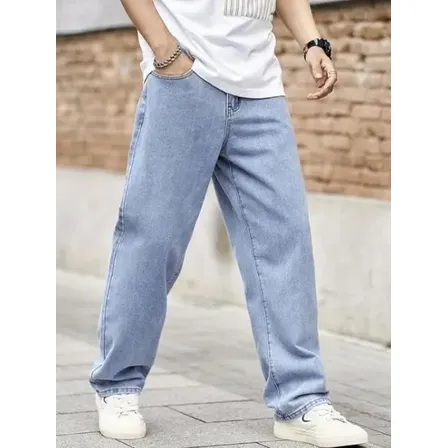 Calça Jeans Balão Masculina Baggy Bag Reta Larga Streetwear