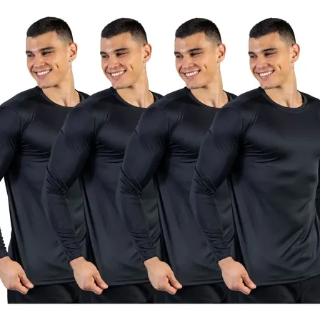 Kit 4 Camisas Segunda Pele Térmica Uv50 Dry Fit Manga Longa