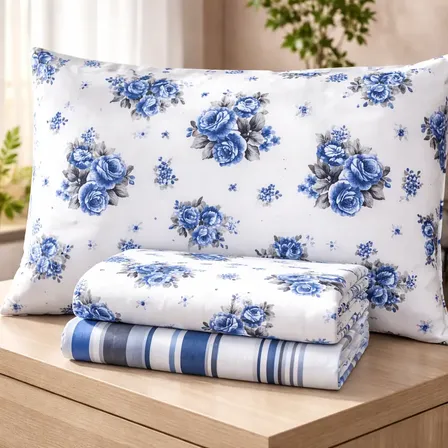 Jogo Lençol Cama Casal 3 Peças Estampado Elástico Promoção