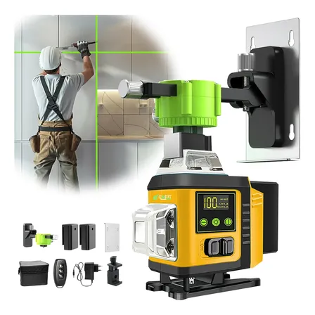 Nível Laser Verde 16 Linhas Autonivelante 2 Bateria Tela Lcd