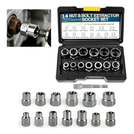 Kit 14 Peças Extrator De Parafuso E Porca De Impacto Extrato