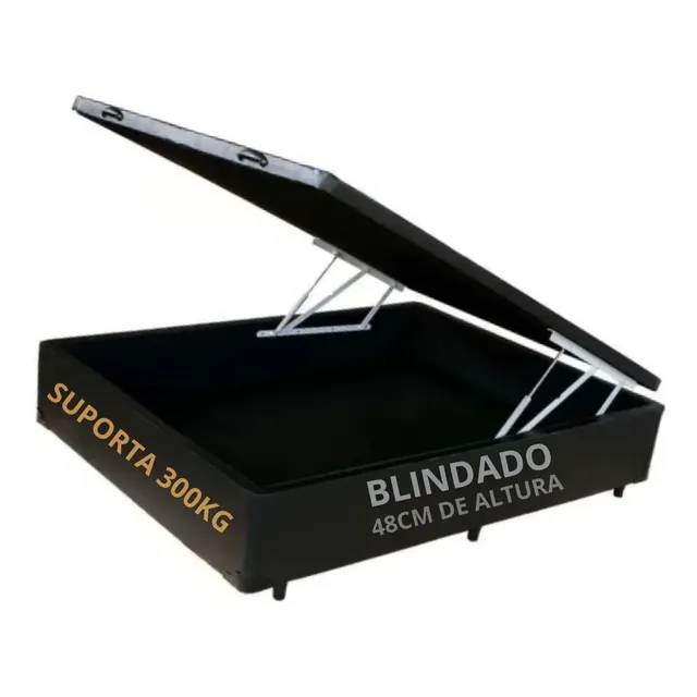 Cama Baú Casal Com 30cm De Prof. Blindado Luxo