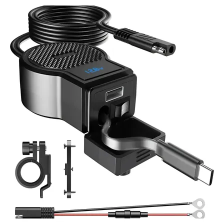 Carregador Para Moto Tomada Com Usb E Tipo C Carrega Celular