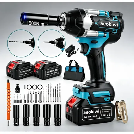Chave De Impacto 1500n.m Brushless C/ Jogo Soquete 2 Bateria