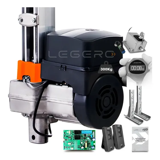 Kit Motor Portão Eletrônico Basculante Ppa 1/4 Trava Suporte