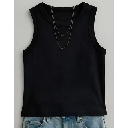 Regata Blusa Feminina Alça Larga Canelada Slim Básica Verão