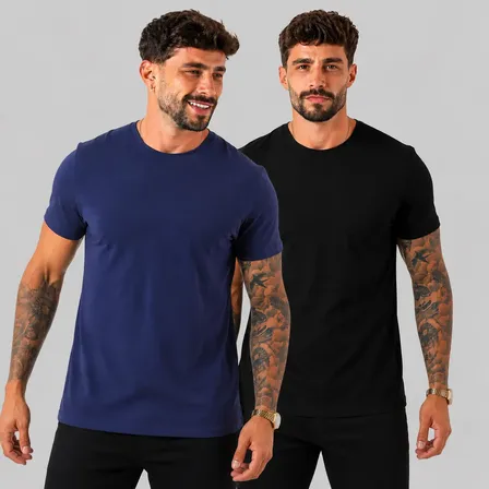 Kit 2 Camiseta Masculina Malha Peruana Premium