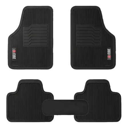 Jogo Tapetes Emborrachado Fiat Personalizado 5 Pçs Preto