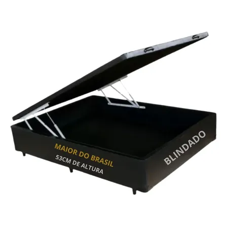 Cama Box Baú Casal Blindada Luxo 53cm Altura Maior Do Brasil