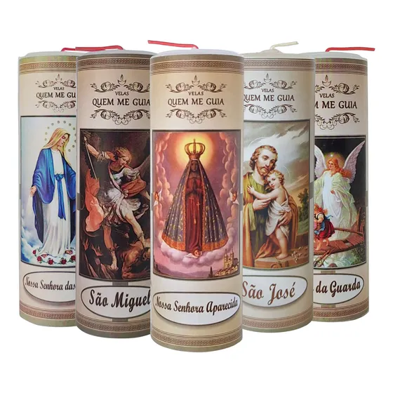 10 Velas Votiva 7 Dias 260g Imagem Oração Revenda Atacado
