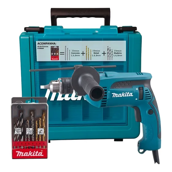 Furadeira De Impacto Makita 760w Hp1640kx1 1/2 Pol + Brocas