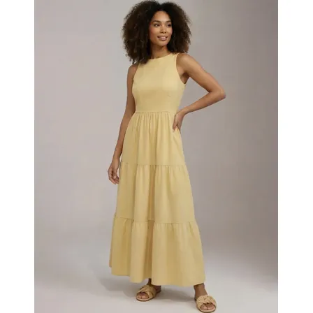Vestido Midi Três Marias Viscose Linho Com Bolsos Laterais