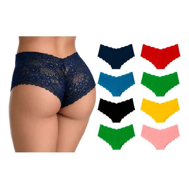 Kit 10 Calcinhas Boxer Alta Feminina Renda