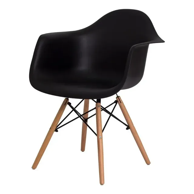 Cadeira Eiffel Com Braço Eames Daw Base Madeira