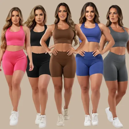 5 Conjunto Top + Short Roupas Feminina Para Academia Atacado