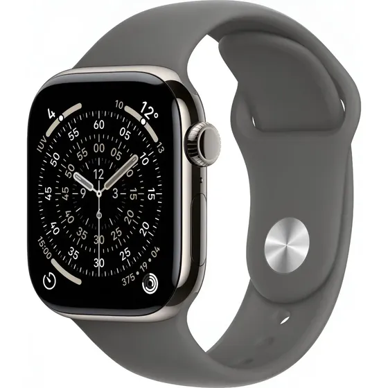 Apple Watch Series 11 GPS + Cellular - Caixa natural de titânio – 42 mm - Pulseira esportiva cinza-pedra – P/M - Distribuidor Autorizado