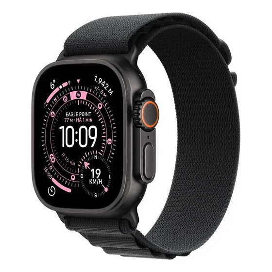 Apple Watch Ultra 3 GPS + Cellular • Caixa preta de titânio – 49 mm • Pulseira loop Alpina preta – P - Distribuidor Autorizado