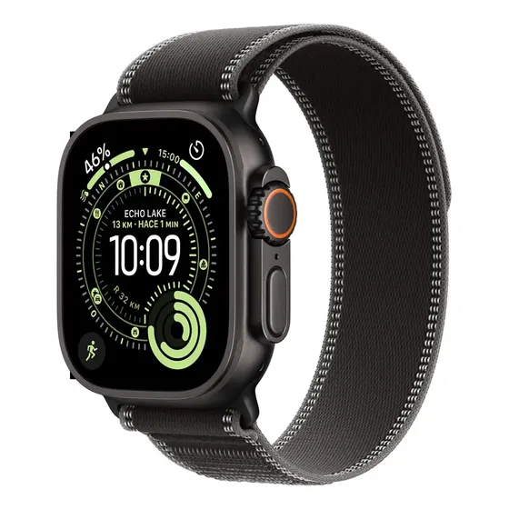 Apple Watch Ultra 3 GPS + Cellular • Caixa preta de titânio – 49 mm • Pulseira loop Trail preta/carvão – P/M - Distribuidor Autorizado
