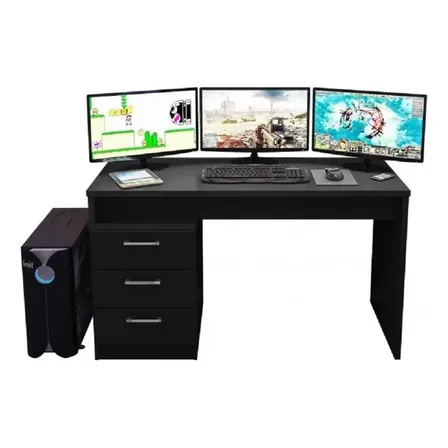 Escrivaninha Gamer Siena Móveis DRX 6000 mdp de 178cm x 75cm x 54cm Preto Pintura UV