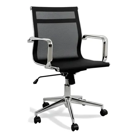 Cadeira De Escritório Mobly Diretor Eames Star Preta Com Estofado De Malha Preto