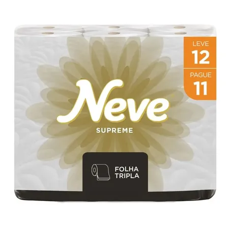 Papel Higiênico Supreme Folha Tripla Com 12 Rolos Neve