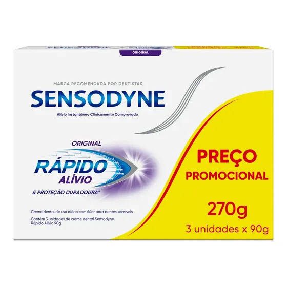 Kit L3p2 Sensodyne Rápidoalívio Pasta De Dente Sensíveis 90g