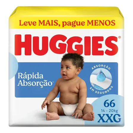 Fralda Huggies Rápida Absorção Xxg 66 Unidades Xgg Sem Gênero