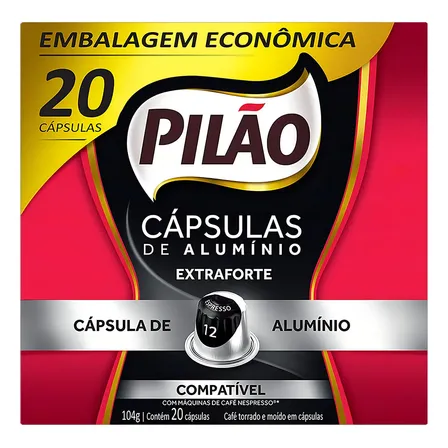 Cápsulas de Alumínio Pilão Espresso Extraforte 20 Unidades