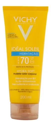 Protetor Solar Corporal Fps 70, Com Proteção Uva/uvb E Hidratação 8h, Idéal Soleil Hydrasoft, Vichy, 200ml