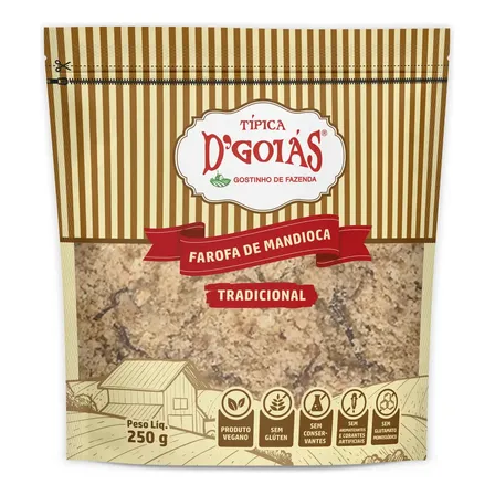 Farofa de Mandioca D'Goiás Tradicional 250g Sem Glúten