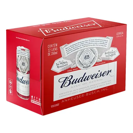 Cerveja Budweiser Lager americanaclara lata 350ml 12 u