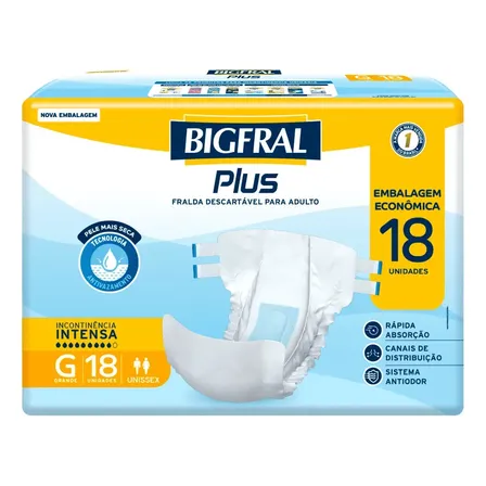 Fralda Bigfral Regular Plus Tamanho G 18 Unidades