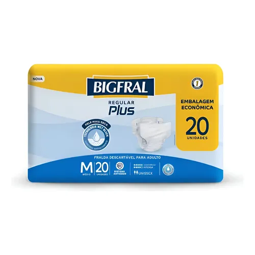 Fraldas Para Adultos Descartáveis Bigfral Regular Plus M X 20 U