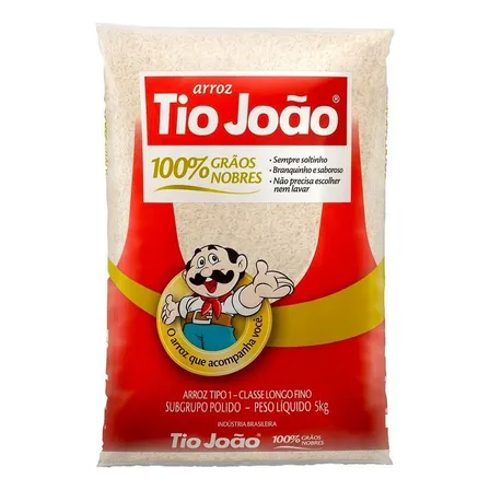 Arroz Branco Tipo 1 Pacote Com 5kg Tio João
