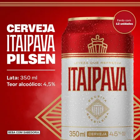 Cerveja Itaipava Pilsen 350ml Pack com 12 Latas