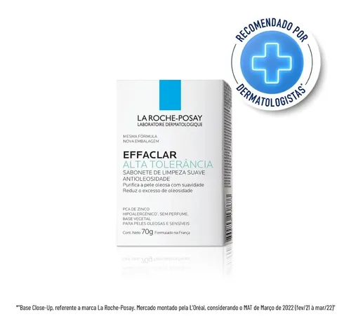 Sabonete Barra Alta Tolerância sem Perfume La Roche-Posay Effaclar Caixa 70g