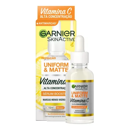 Sérum Facial Antimarcas e Antioleosidade com Vitamina C, Niacinamida e Ácido Salicílico para Pele Mista e Oleosa Uniform & Matte Garnier 15ml