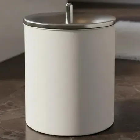 Lixeira 5 Litros Branca Com Tampa Inox Cor Branco