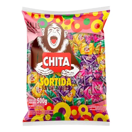 Bala Mastigável Chita Sortida Abacaxi Menta Framboesa Uva 500g
